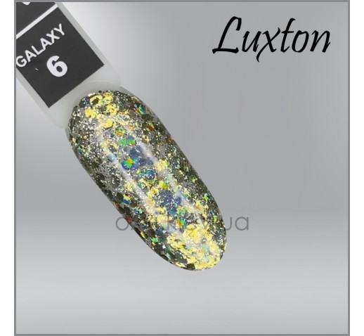 Гель-лак LUXTON Galaxy 6, прозрачный с желтыми голографическими блестками, глиттерный, 10мл