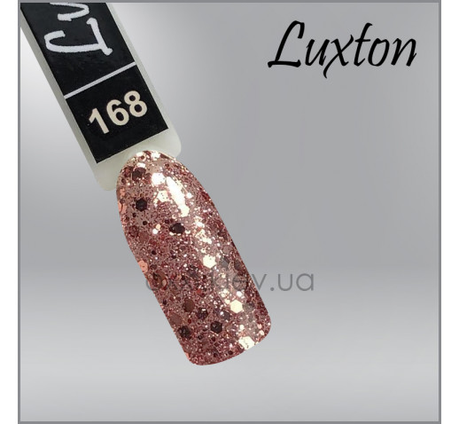 Гель-лак LUXTON 168 мелкие и крупные блестки на нежной прозрачно-розовой основе, 10мл