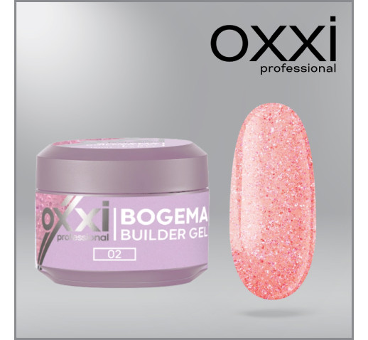 Моделирующий гель Builder Bogema Gel Oxxi Professional HEMA/TPO free, 2, персиковый с голографическими блестками, 15мл