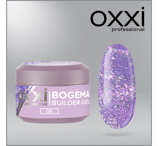 Моделирующий гель Builder Bogema Gel Oxxi Professional HEMA/TPO free, 6, фиолетовый с голографическими блестками, 15мл