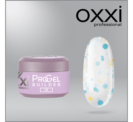 Моделирующий гель Oxxi Builder ProGel 18 HEMA/TPO free, прозрачный с конфетти, 15 мл