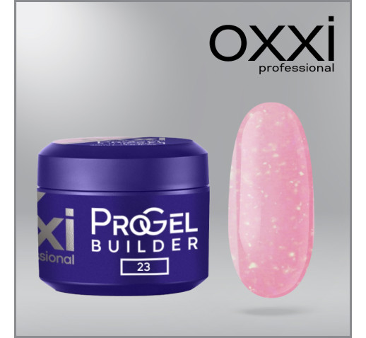 Моделирующий гель Oxxi Builder ProGel 23 HEMA/TPO free, розовый с поталью, 30 мл 