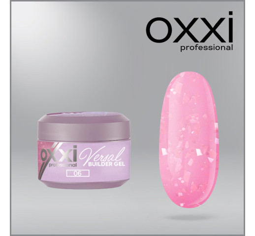 Моделирующий гель Versal Builder Gel Oxxi Professional, 6, ярко-розовый с поталью, 15мл 