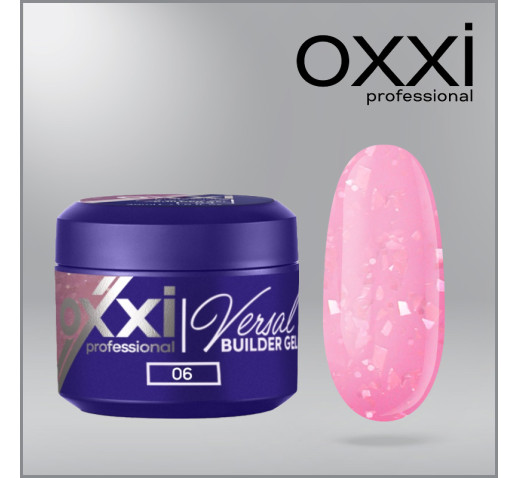 Моделирующий гель Versal Builder Gel Oxxi Professional, 6, ярко-розовый с поталью, 30мл