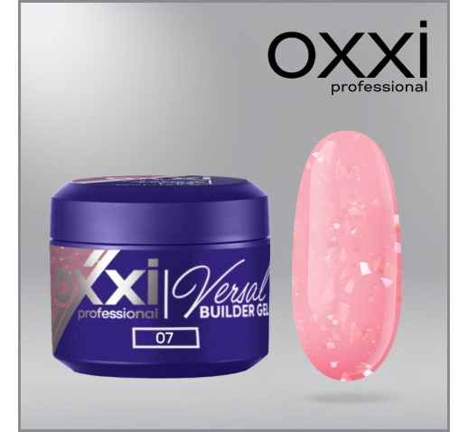 Моделирующий гель Versal Builder Gel Oxxi Professional, 7, розово-персиковый с поталью, 30мл