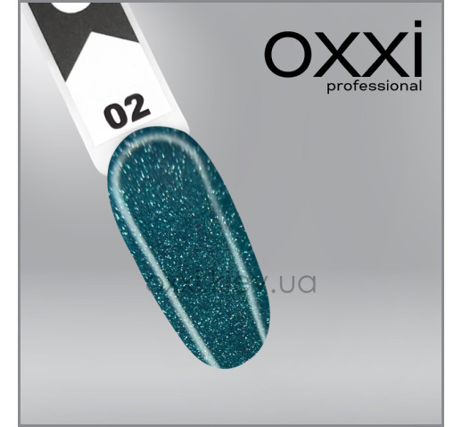 Светооражающая камуфлирующая база Electric Base Oxxi Professional 2, зеленая бирюза с шиммерами, 10мл