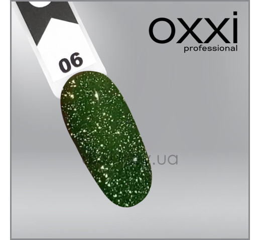 Светооражающая камуфлирующая база Electric Base Oxxi Professional 6, салатово-зеленая с шиммерами, 10мл
