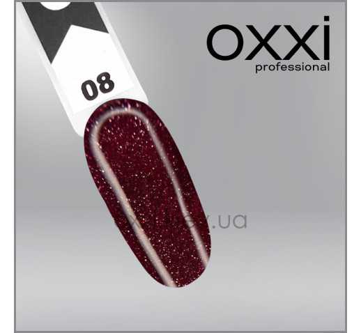 Светооражающая камуфлирующая база Electric Base Oxxi Professional 8, виноградное бордо с шиммерами, 10мл