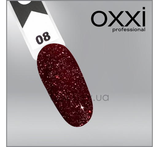 Светооражающая камуфлирующая база Electric Base Oxxi Professional 8, виноградное бордо с шиммерами, 10мл