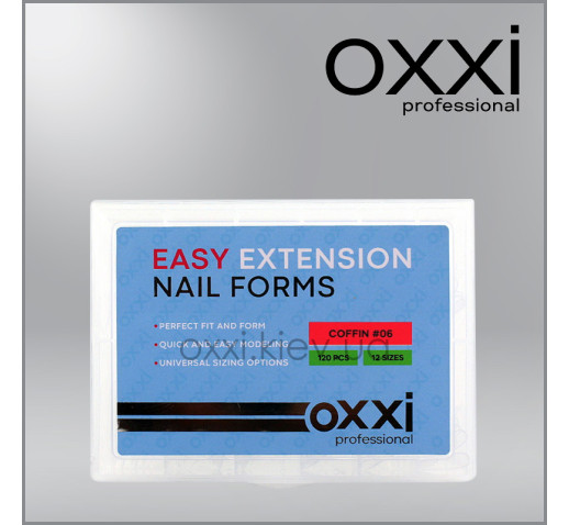 Верхние формы для наращивания ногтей Oxxi Professional Easy Extension Nail Forms 6 Coffin 