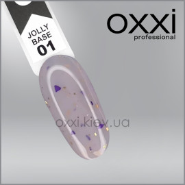 Камуфлирующая база Jolly Base Oxxi Professional 1, молочный с золотистой и фиолетовой поталью, 15мл