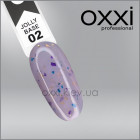 Камуфлирующая база Jolly Base Oxxi Professional 2, молочно-розовый с золотистой, фиолетовой и бирюзовой поталью, 10мл 