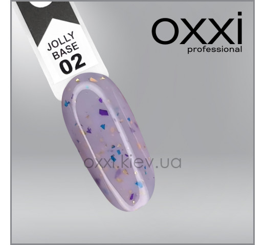 Камуфлирующая база Jolly Base Oxxi Professional 2, молочно-розовый с золотистой, фиолетовой и бирюзовой поталью, 10мл 
