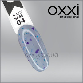 Камуфлирующая база Jolly Base Oxxi Professional 4, молочно-голубой с фиолетовой и бирюзовой поталью, 10мл