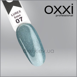 Камуфлирующая база для гель-лака Oxxi Professional Lurex Base 7, зеленый, светоотражающая, 10мл 