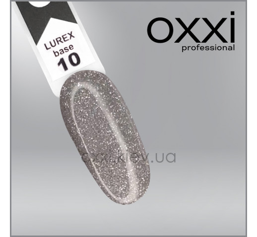 Камуфлирующая база для гель-лака Oxxi Professional Lurex Base 10, серебро, светоотражающая, 10мл 
