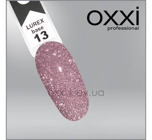 Камуфлирующая база для гель-лака Oxxi Professional Lurex Base 13, розовый дым, светоотражающая, 10мл