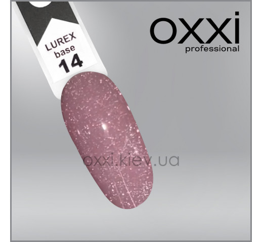 Камуфлирующая база для гель-лака Oxxi Professional Lurex Base 14, приглушеный розово-сиреневый, светоотражающая, 10мл