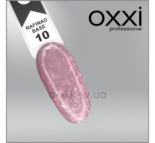 Камуфлирующая база Rafinad Base Oxxi Professional 10, розовая нежность с поталью и блесками, 10мл