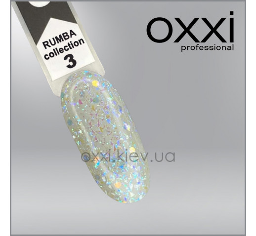 Гель-лак Rumba Oxxi 3, сине-фиолетово-голубой микс слюды на прозрачной основе, 10мл