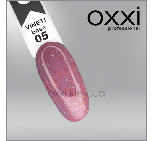 Камуфлирующая база Vineti Base Oxxi Professional 5, лиловая с хлопьями потали, 10мл