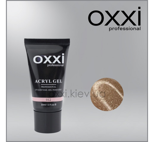 Акрил-гель Oxxi Professional Aсryl Gel 12, кремовый, микроблеск, 30 мл