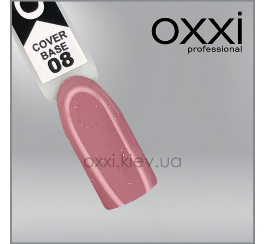 Камуфлирующая база для гель-лака Oxxi Professional Cover Base Coat 8 нежно-розовая с серебряным шиммером, 30мл