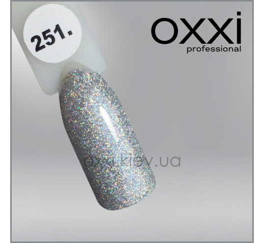 Гель-лак Oxxi 251 серебристый с голографическими блестками, 10мл