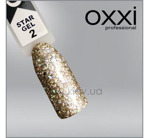 Гель-лак Oxxi Star Gel 2 золотистый, глиттерный, 10мл